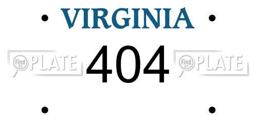 404 Virginia License Plate