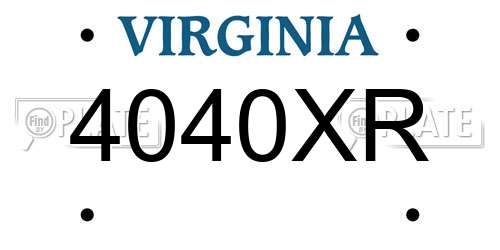 4040XR Virginia License Plate