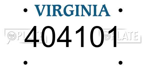404101 Virginia License Plate