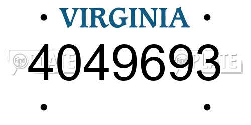 4049693 Virginia License Plate