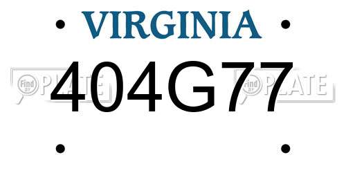 404G77 Virginia License Plate