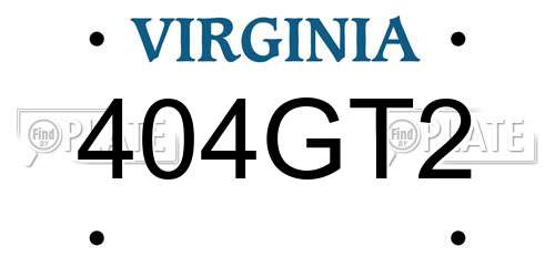 404GT2 Virginia License Plate