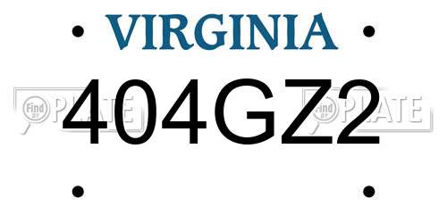 404GZ2 Virginia License Plate