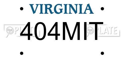 404MIT Virginia License Plate