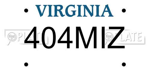 404MIZ Virginia License Plate