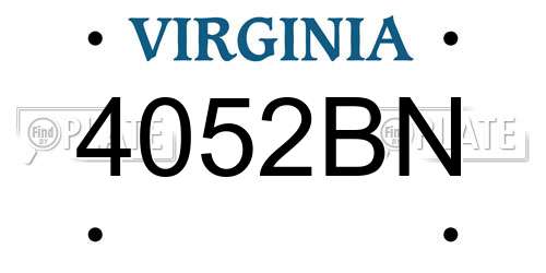 4052BN Virginia License Plate