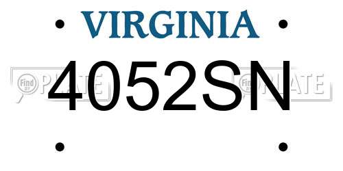4052SN Virginia License Plate