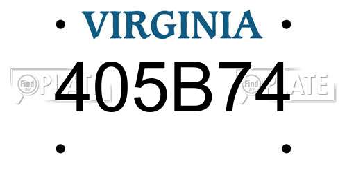 405B74 Virginia License Plate