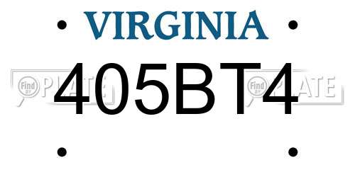 405BT4 Virginia License Plate