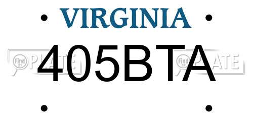 405BTA Virginia License Plate