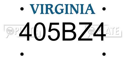 405BZ4 Virginia License Plate