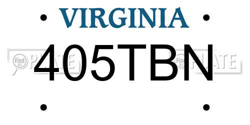 405TBN Virginia License Plate