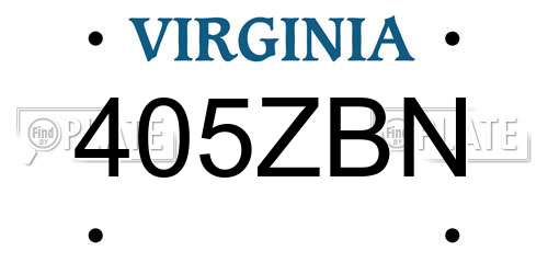 405ZBN Virginia License Plate
