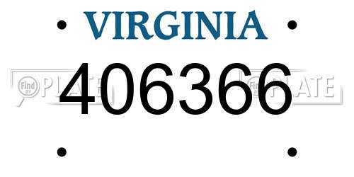 406366 Virginia License Plate