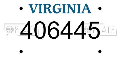 406445 Virginia License Plate