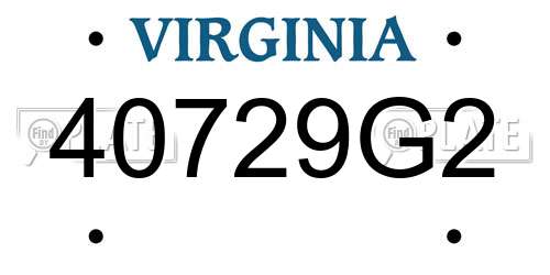 40729G2 Virginia License Plate