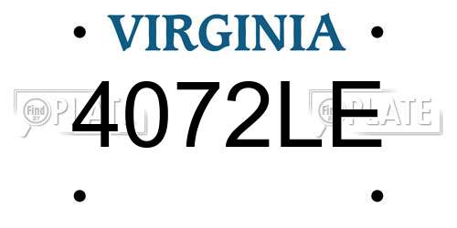 4072LE Virginia License Plate