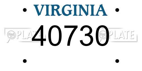 40730 Virginia License Plate