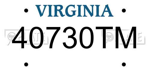 40730TM Virginia License Plate