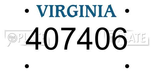 407406 Virginia License Plate