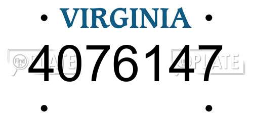 4076147 Virginia License Plate