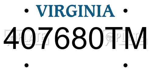 407680TM Virginia License Plate