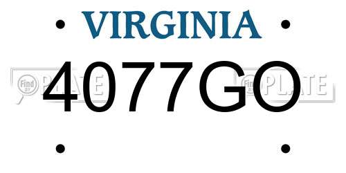 4077GO Virginia License Plate
