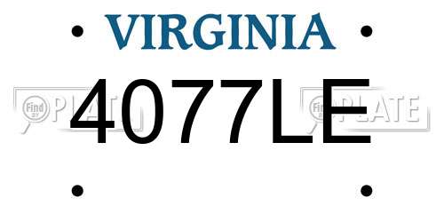 4077LE Virginia License Plate