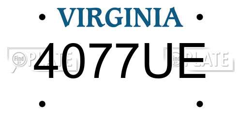 4077UE Virginia License Plate