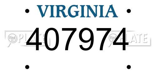 407974 Virginia License Plate