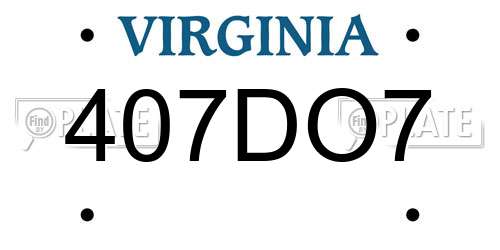 407DO7 Virginia License Plate