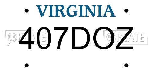 407DOZ Virginia License Plate