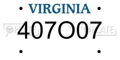 407O07 Virginia License Plate