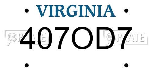407OD7 Virginia License Plate