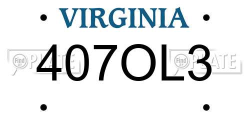 407OL3 Virginia License Plate