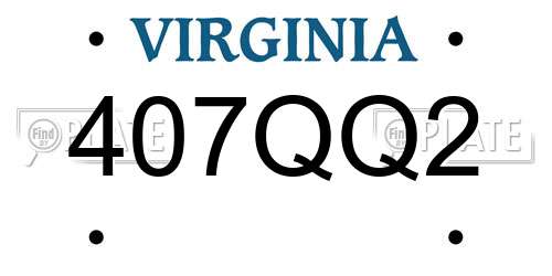 407QQ2 Virginia License Plate