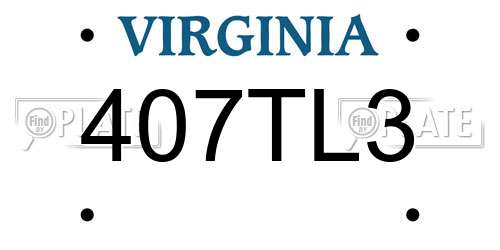 407TL3 Virginia License Plate