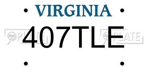 407TLE Virginia License Plate