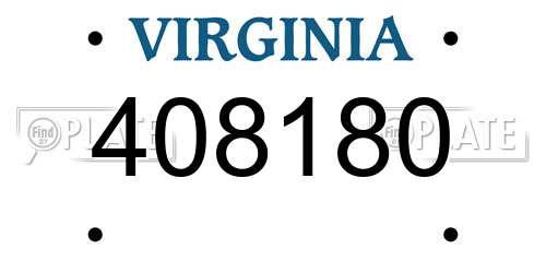 408180 Virginia License Plate