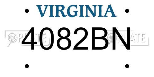 4082BN Virginia License Plate