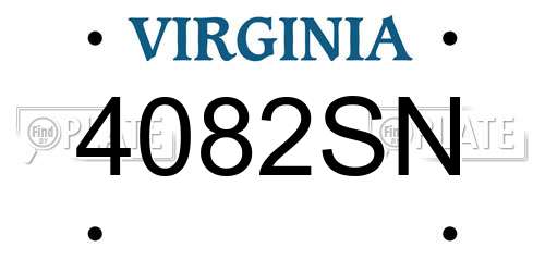 4082SN Virginia License Plate