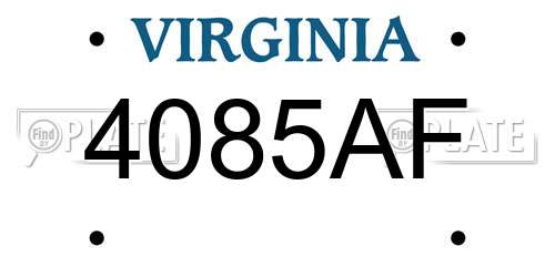 4085AF Virginia License Plate