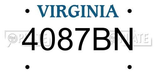 4087BN Virginia License Plate