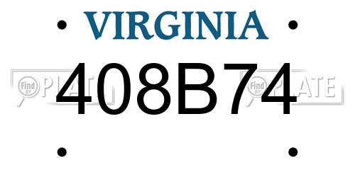 408B74 Virginia License Plate