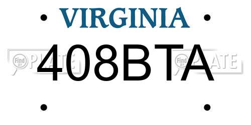 408BTA Virginia License Plate