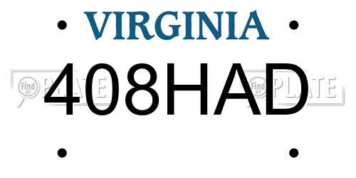 408HAD Virginia License Plate