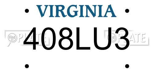 408LU3 Virginia License Plate