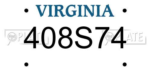 408S74 Virginia License Plate