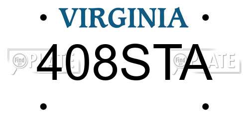 408STA Virginia License Plate