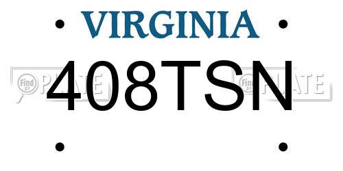 408TSN Virginia License Plate
